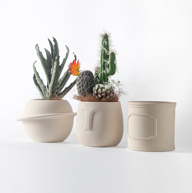 Pandora 3er-Set - Handgemachte Pflanzentöpfe In / Outdoor Beige