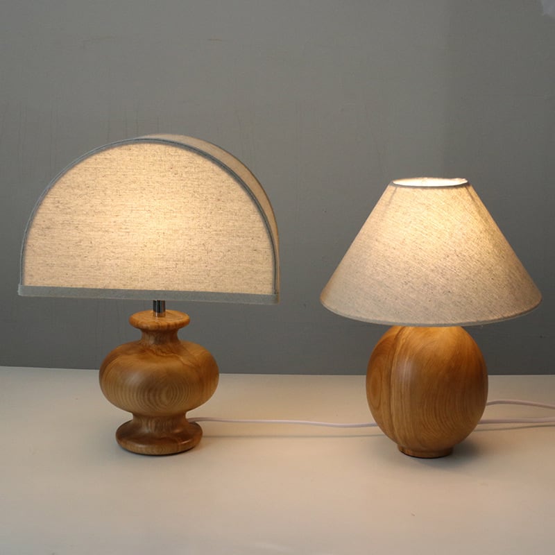 Ayumi - Irving Tischlampe Ash Wood mit Leinen