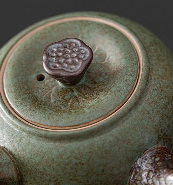 Japanisches Petal Side Grip Kung Fu Teapot Set - 6 Stück | Ein Topf und drei Tassen mit Tray