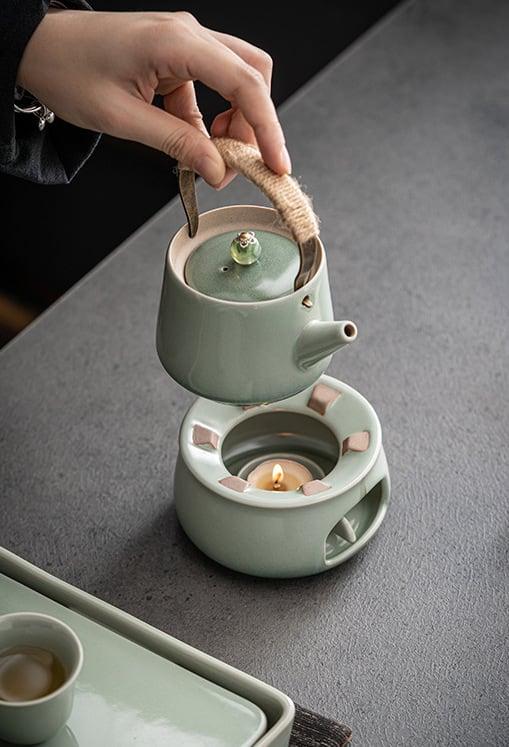 Japanisches Ashtray Pottery Lifting Beam Teapot Candle Tea Warmer Set