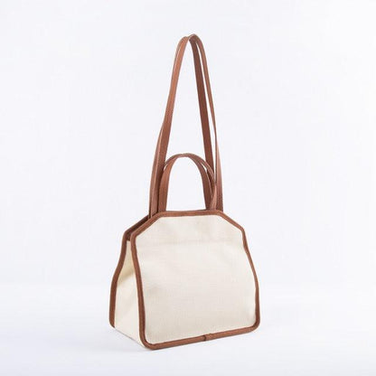Braun & Weiß Canvas Square Große Kapazität Tragetasche | Handtasche | Crossbody Bag