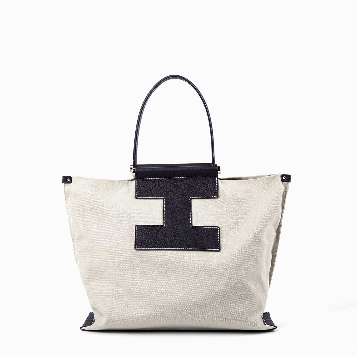INA - Variety Tragetasche in Leder & Canvas Schwarz
