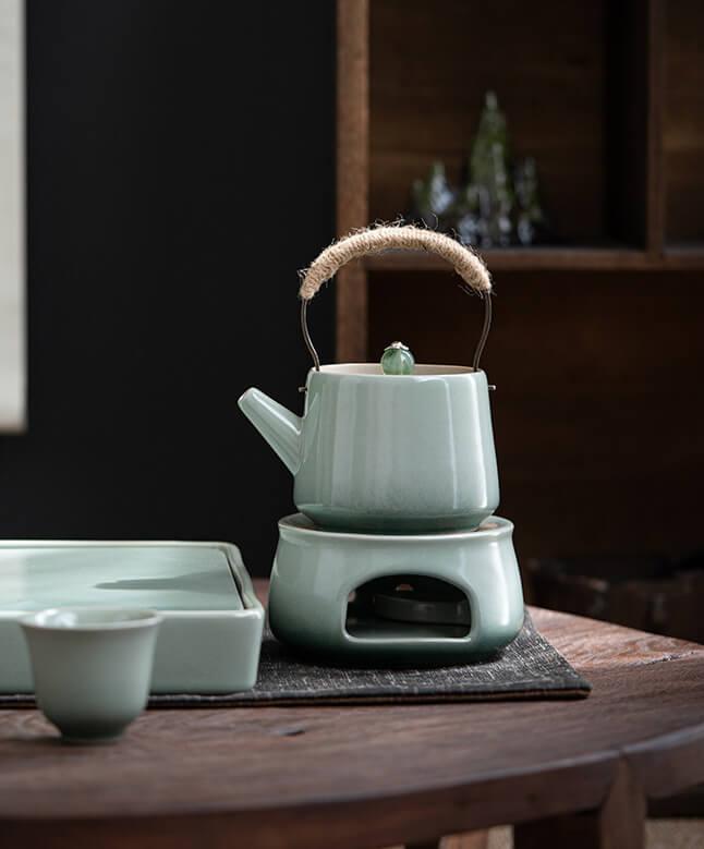 Japanisches Ashtray Pottery Lifting Beam Teapot Candle Tea Warmer Set