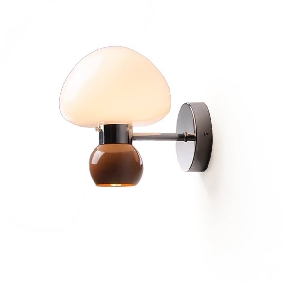 Ezaki Cream Glas Pilz Wandleuchte / Wandlampe