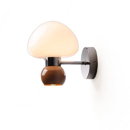 Ezaki Cream Glas Pilz Wandleuchte / Wandlampe