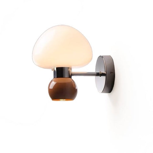 Ezaki Cream Glas Pilz Wandleuchte / Wandlampe