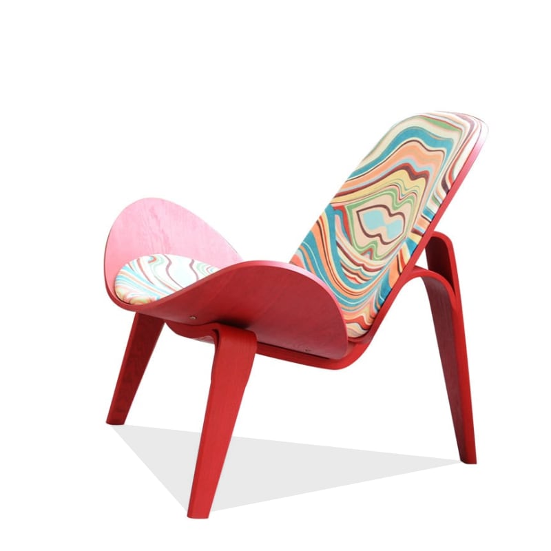 MP Shell Chair - Classic Loungesessel | Lesestuhl in Stoff - Lips Graffiti