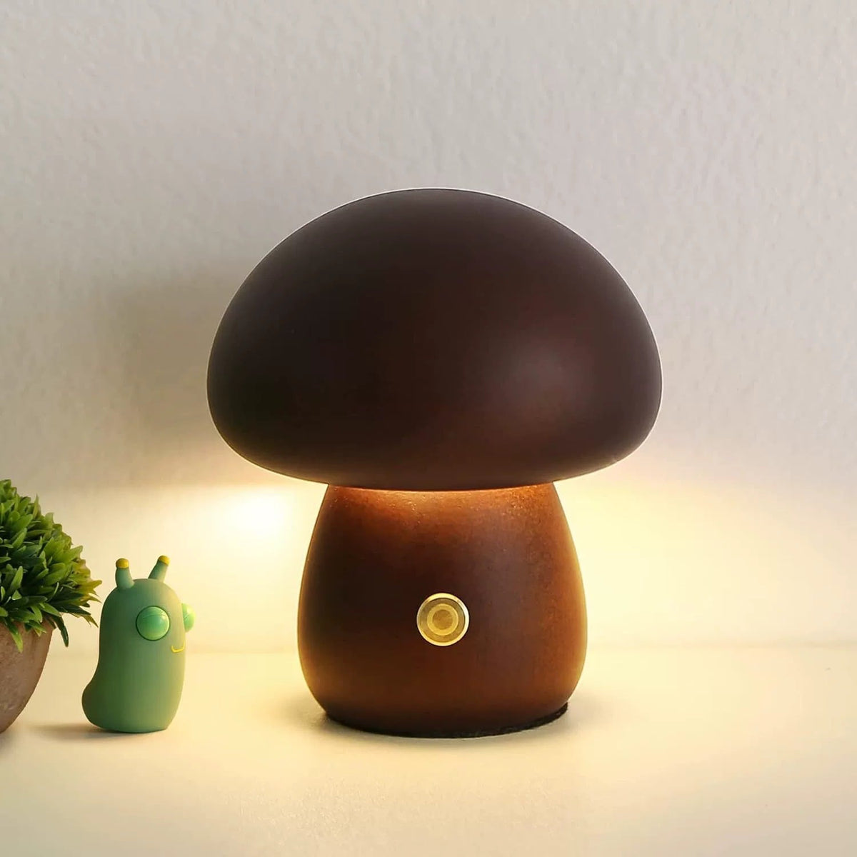 Massivholzpilz-Tischlampe - USB-wiederaufladbare LED-Schnurlos-Tischlampe
