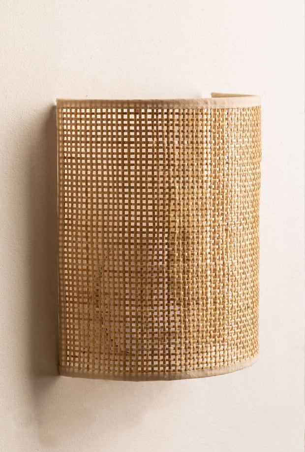 Kreuz aus Holz und Rattan Wandleuchte