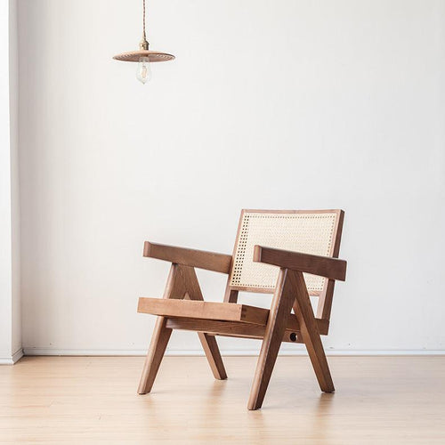 Akai Rika - Massivholz & Rattan Loungesessel mit Armlehnen 70