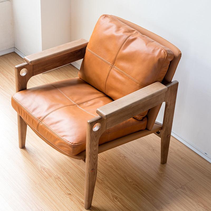 Azami - Solid Ash Wood & Original Leather Sessel | Lesestuhl