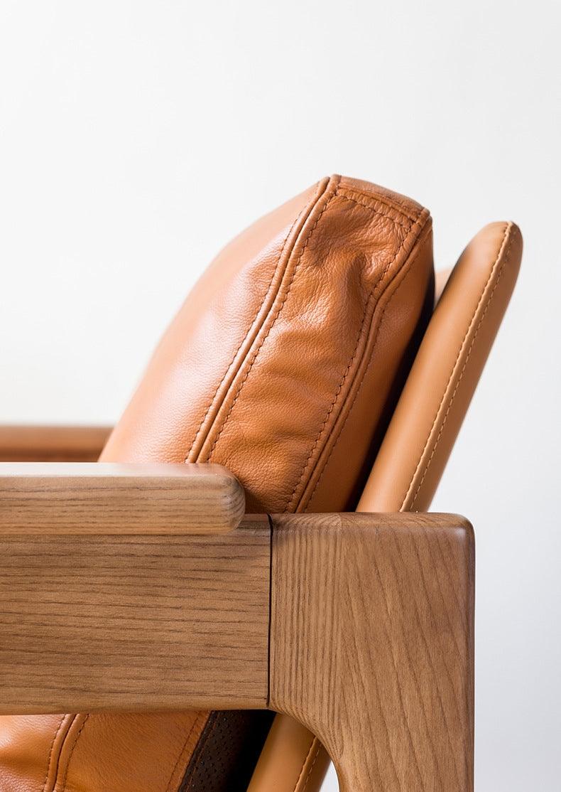 Azami - Solid Ash Wood & Original Leather Sessel | Lesestuhl