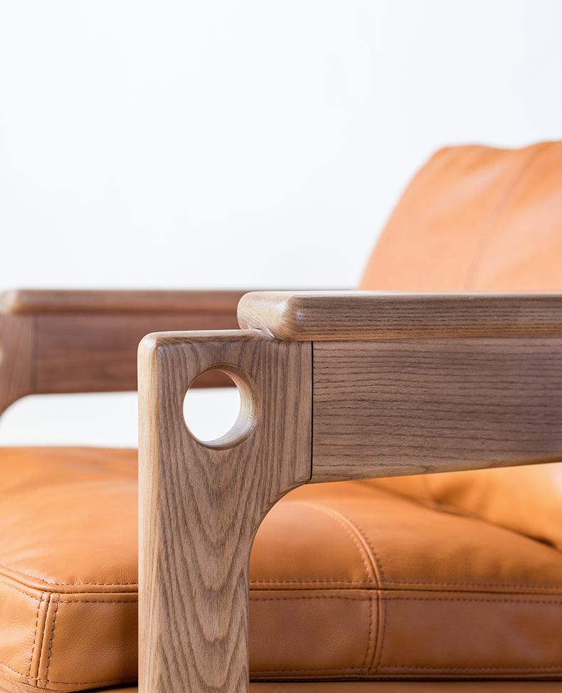 Azami - Solid Ash Wood & Original Leather Sessel | Lesestuhl