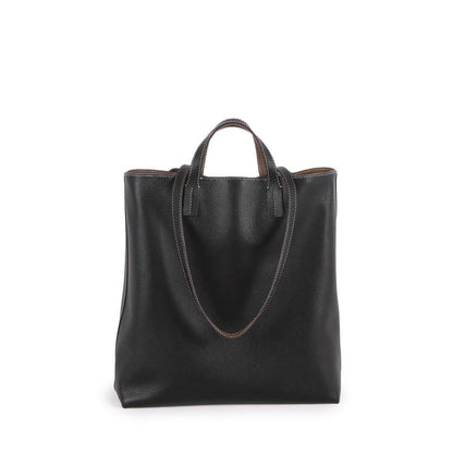 Schwarz & Khaki Doppelseitige Vollkorn-Kuh-Leder große Kapazität Tragetasche | Handtasche | Schultertasche