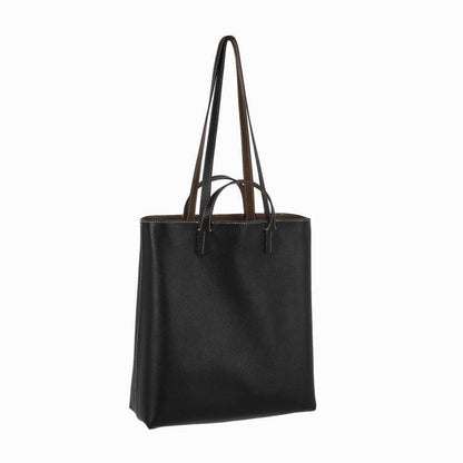 Schwarz & Khaki Doppelseitige Vollkorn-Kuh-Leder große Kapazität Tragetasche | Handtasche | Schultertasche