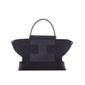 INA - Mini Tragetasche in Leder & Canvas Schwarz