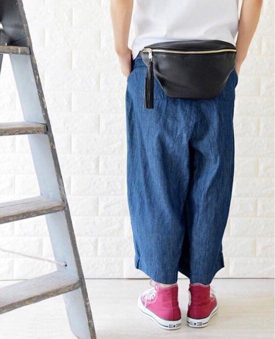 Schwarz Top Grain Cow Leather Fanny Packung | Anti-Diebstahl-Körpertasche