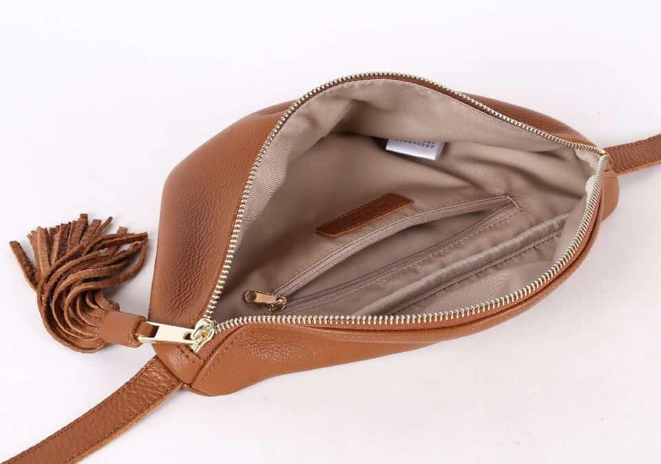 Schwarz Top Grain Cow Leather Fanny Packung | Anti-Diebstahl-Körpertasche