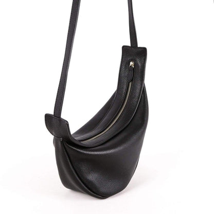 TROW Banane - Schwarz Leather Large Slouchy Banana Bag | Gebogene Crossbody Bag