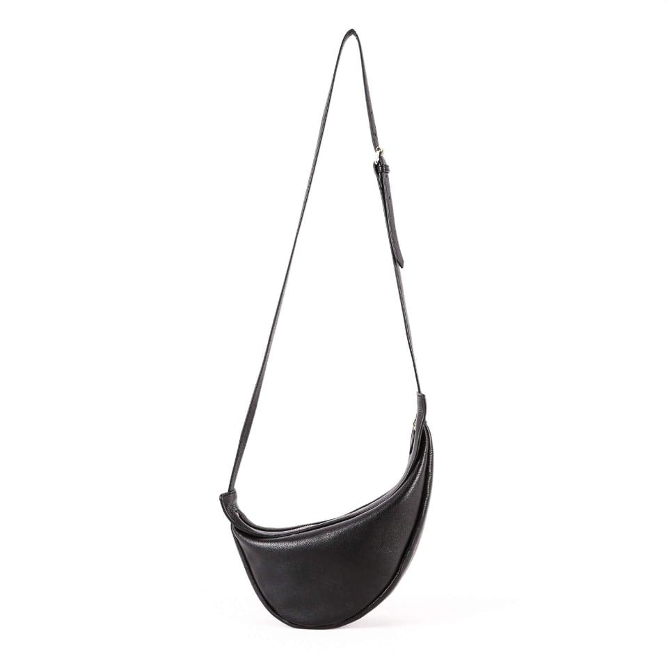 TROW Banane - Schwarz Leather Large Slouchy Banana Bag | Gebogene Crossbody Bag