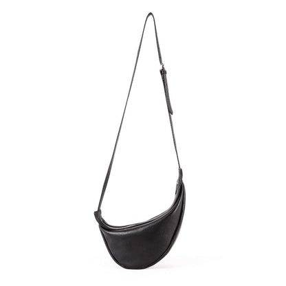 TROW Banane - Schwarz Leather Large Slouchy Banana Bag | Gebogene Crossbody Bag