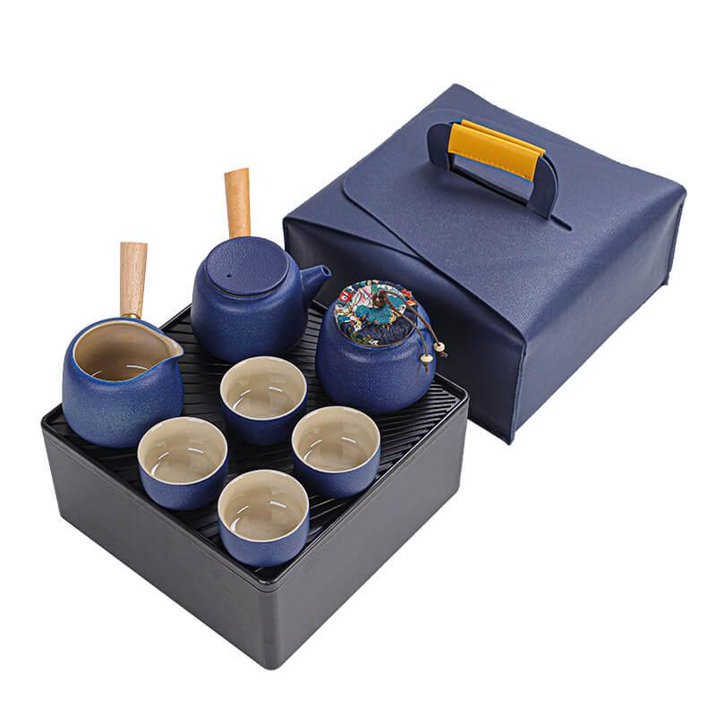 Schwarz Pottery Travel Tea Set - 8pcs mit Tea Tray