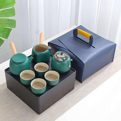Schwarz Pottery Travel Tea Set - 8pcs mit Tea Tray