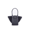 Mini Schwarz & Schwarz Zweihand-Canvas und Full Grain Cow Leather Square Swing Bag