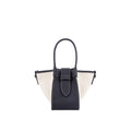 Mini Schwarz & Weiß Zweihand-Canvas und Full Grain Cow Leather Square Swing Bag