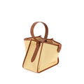 KOJII - Square Large Tragetasche in Leder & Canvas Braun & Khaki