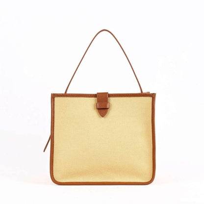 KOJII - Square Large Tragetasche in Leder & Canvas Braun & Khaki