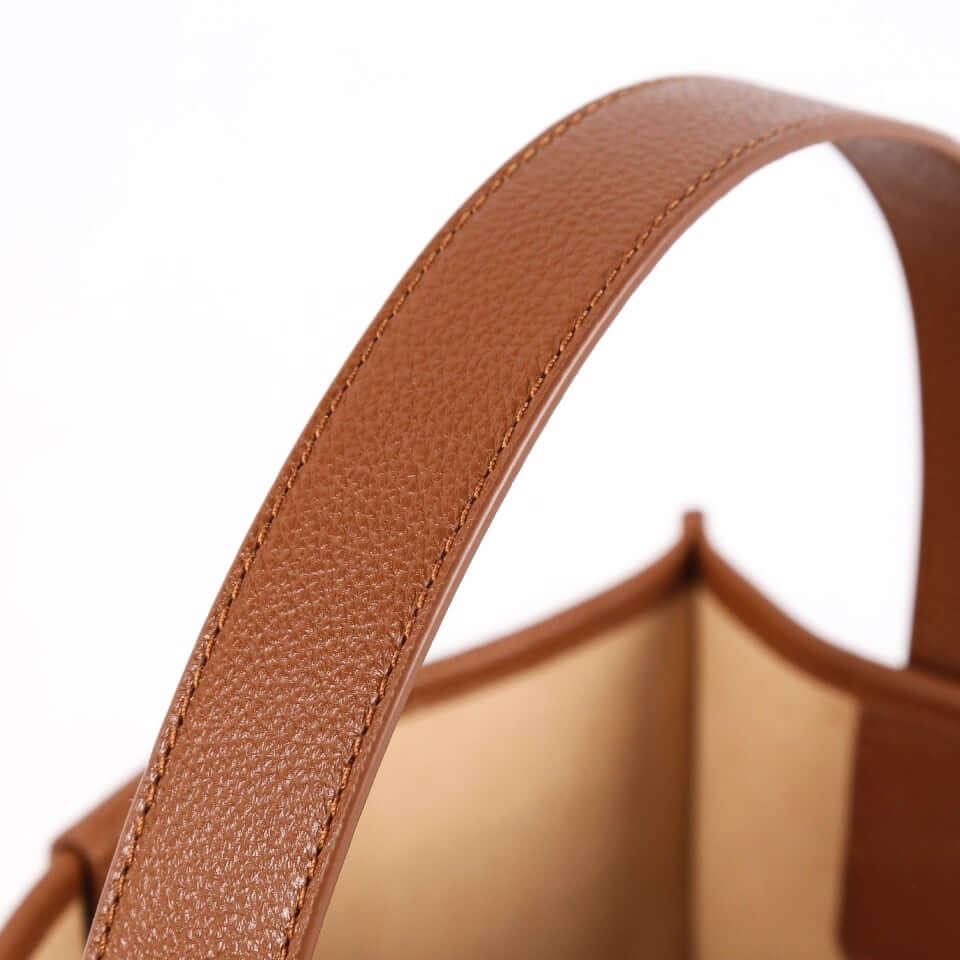 KOJII - Square Large Tragetasche in Leder & Canvas Braun & Khaki
