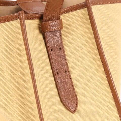 KOJII - Square Large Tragetasche in Leder & Canvas Braun & Khaki