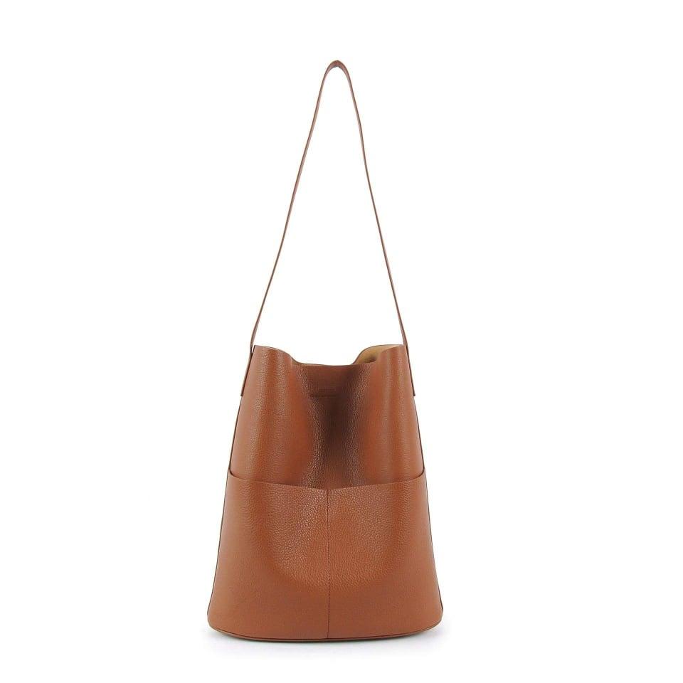 NO.2 Braune Vollkornkuh Ledereimertasche | Tragetasche | Schultertasche