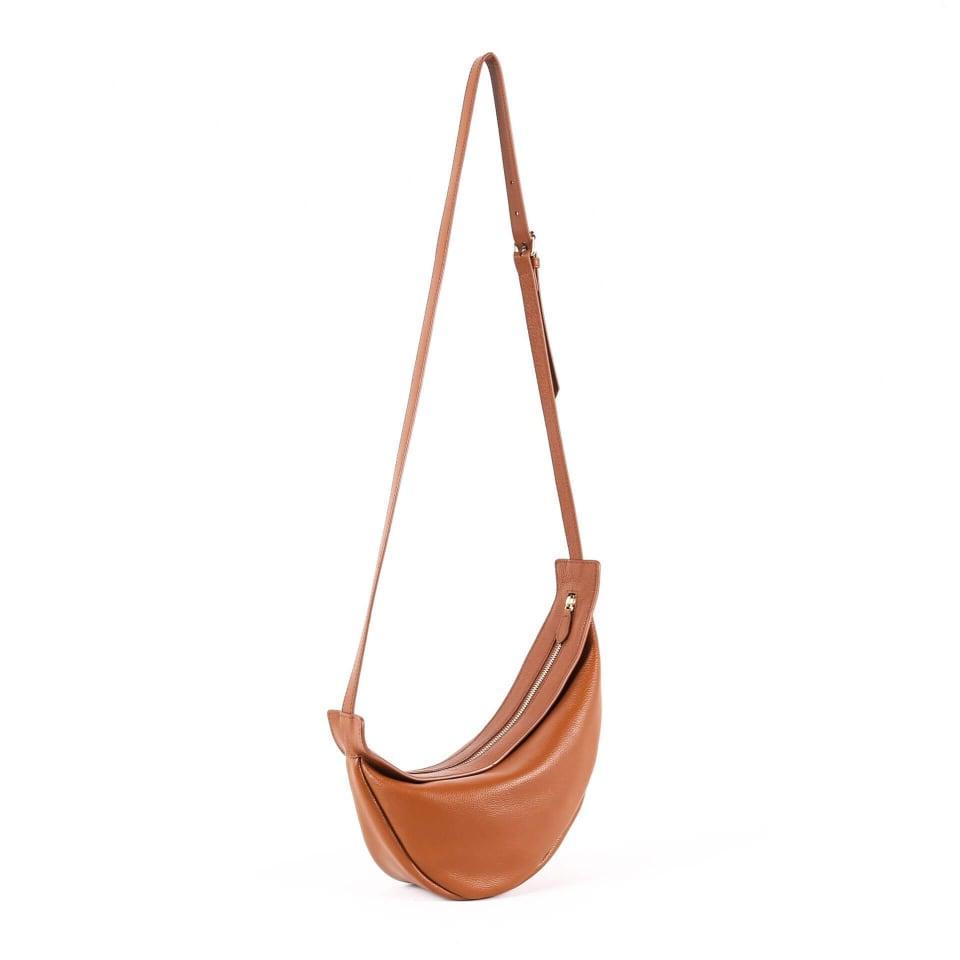 TROW Banane - Braunes Leder Große schlaffe Bananentasche | Gebogene Crossbody Bag