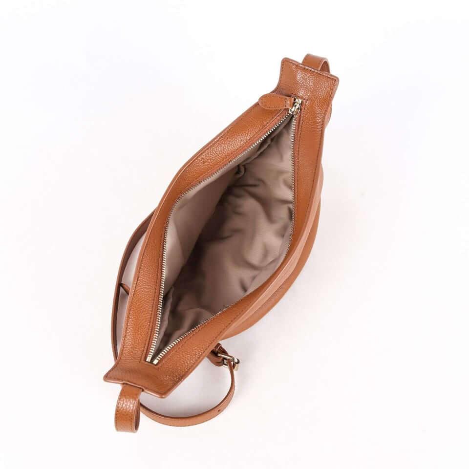 TROW Banane - Braunes Leder Große schlaffe Bananentasche | Gebogene Crossbody Bag