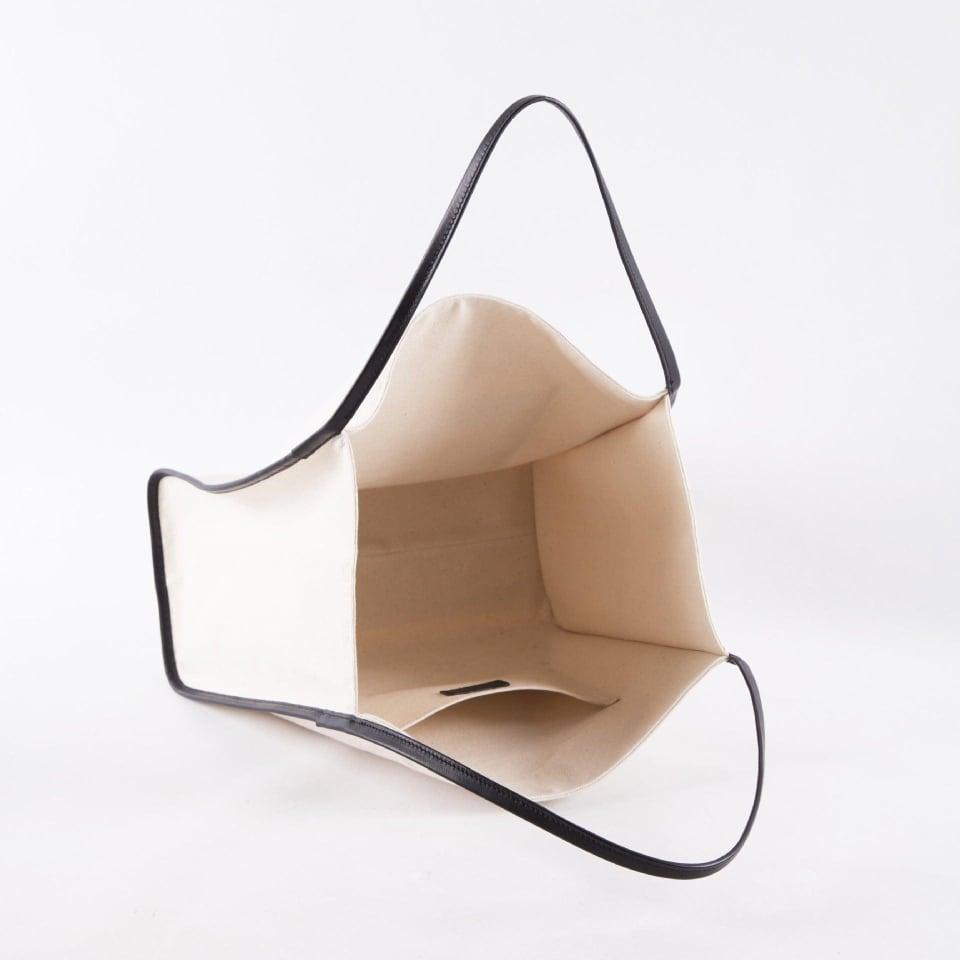 Canvas Große Kapazität Handtasche mit Full Grain Cow Lederhandband
