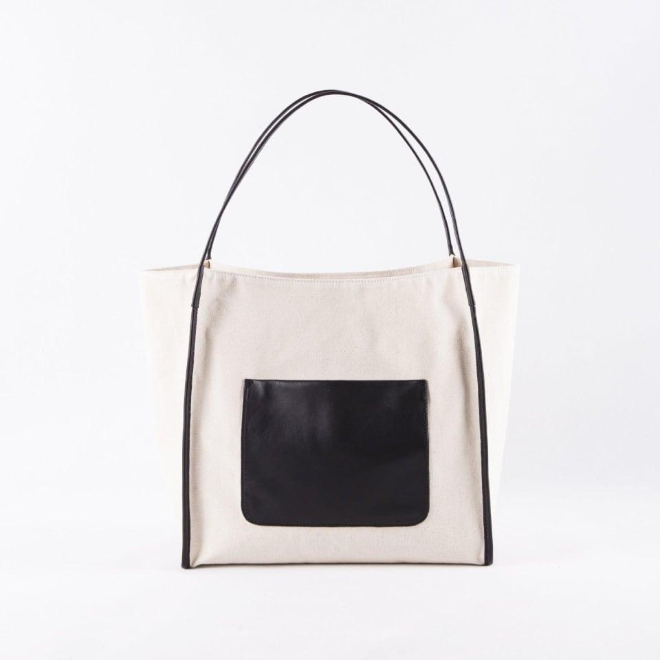 Canvas Große Kapazität Handtasche mit Full Grain Cow Lederhandband