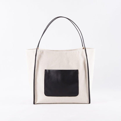 Canvas Große Kapazität Handtasche mit Full Grain Cow Lederhandband