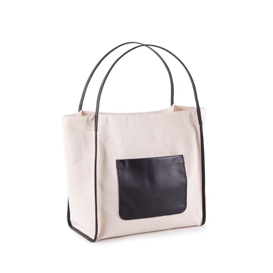 Canvas Große Kapazität Handtasche mit Full Grain Cow Lederhandband