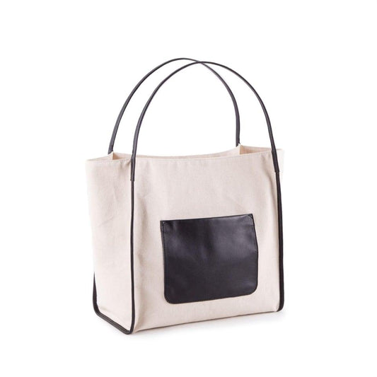 Canvas Große Kapazität Handtasche mit Full Grain Cow Lederhandband