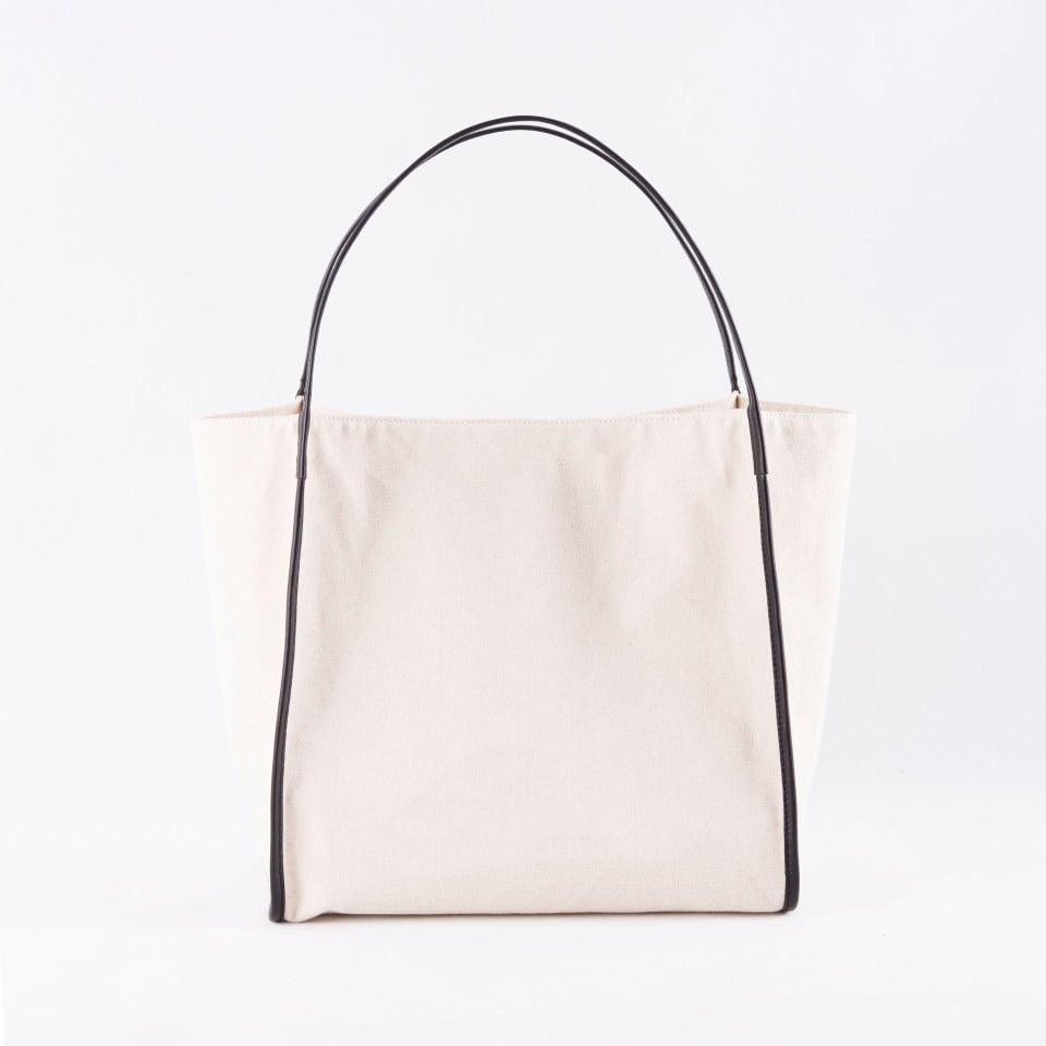 Canvas Große Kapazität Handtasche mit Full Grain Cow Lederhandband