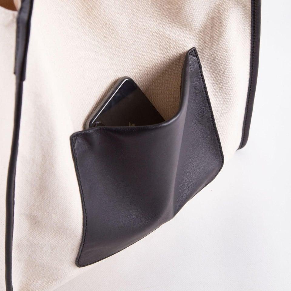 Canvas Große Kapazität Handtasche mit Full Grain Cow Lederhandband