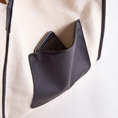 Canvas Große Kapazität Handtasche mit Full Grain Cow Lederhandband