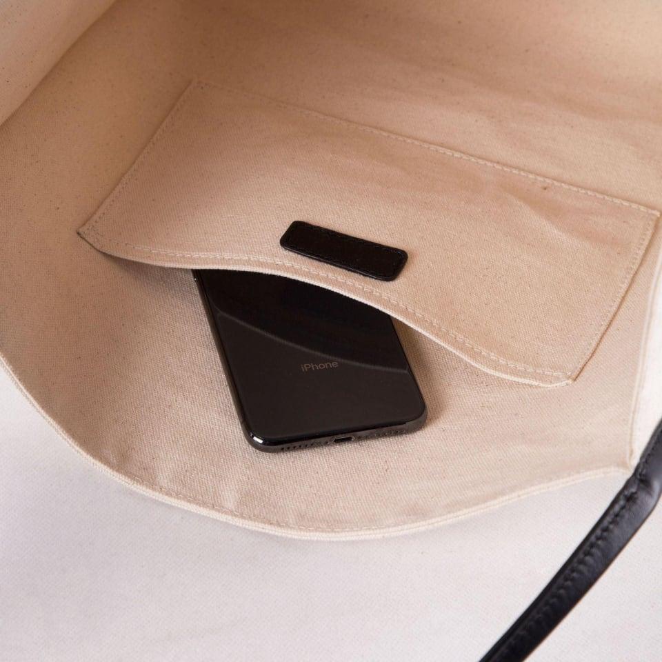 Canvas Große Kapazität Handtasche mit Full Grain Cow Lederhandband
