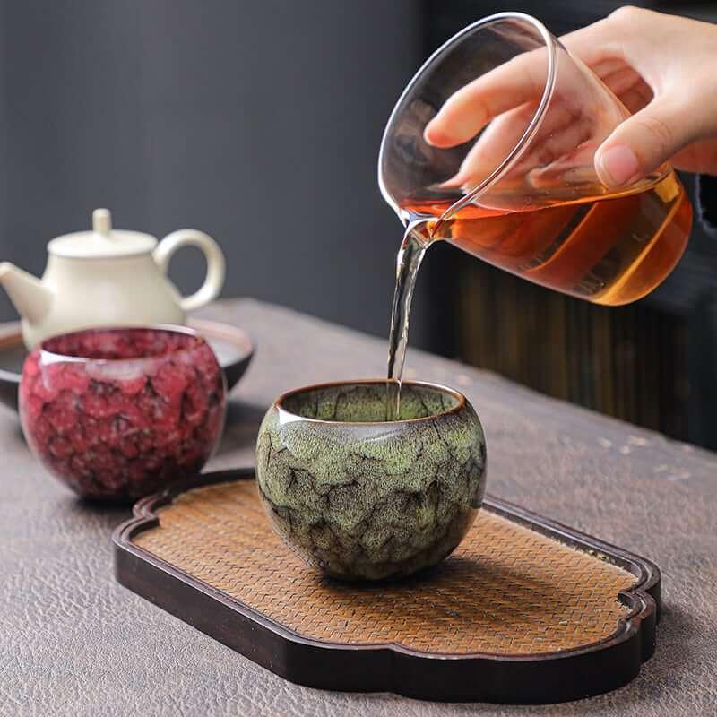 Bunte Keller Glaze Chinese Tea Cup | Ceramic Dragon Egg Cup - 6 Stück