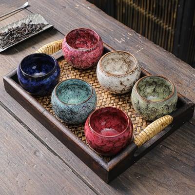Bunte Keller Glaze Chinese Tea Cup | Ceramic Dragon Egg Cup - 6 Stück
