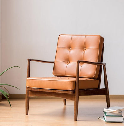 Danmer - Solid Ash Wood & Leather Armchair | Lesestuhl