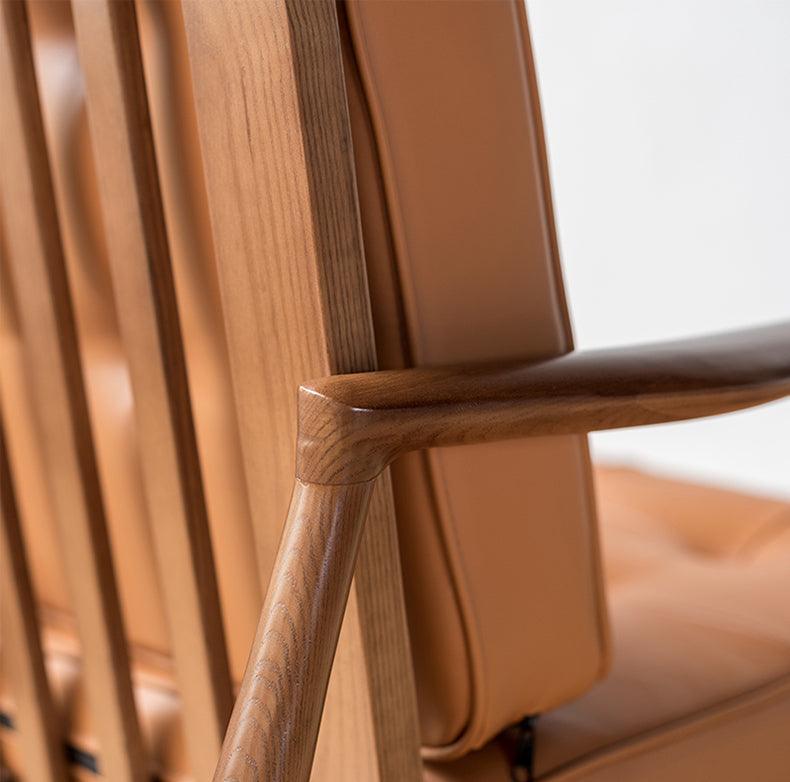 Danmer - Solid Ash Wood & Leather Armchair | Lesestuhl