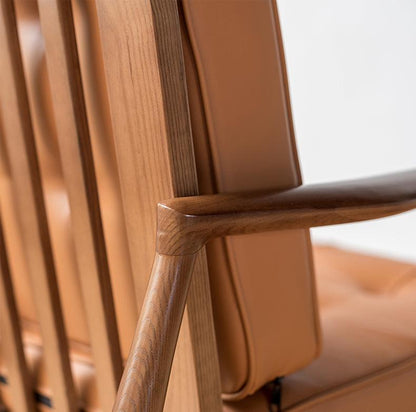 Danmer - Solid Ash Wood & Leather Armchair | Lesestuhl